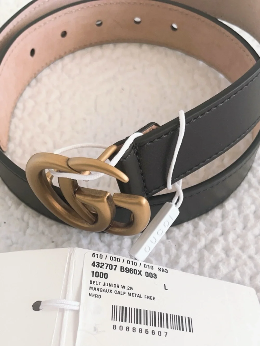 Gucci  Kids Black Leather GG Logo Buckle Belt
